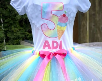Ice Cream Birthday Outfit: Custom Tutu & Shirt - Any Age