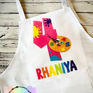 Paint Party Apron, Girl Art Birthday Party Aprons, Child Apron Custom, Kid Art Apron,  Personalized paint Apron, Birthday Art Aprons