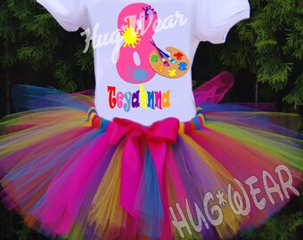 Paint Party Birthday Tutu Outfit 8th Birthday, Paint Party