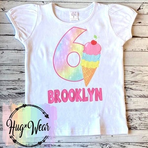 Ice Cream Birthday Shirt, Ice cream Birthday Shirt, Ice Cream Party, Personalized Number Shirt, Girls Ice Cream Birthday,  Birthday shirt