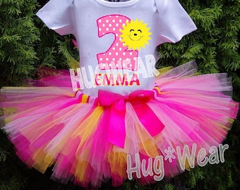 You are My Sunshine Birthday tutu outfit (any age) pinks and yellow