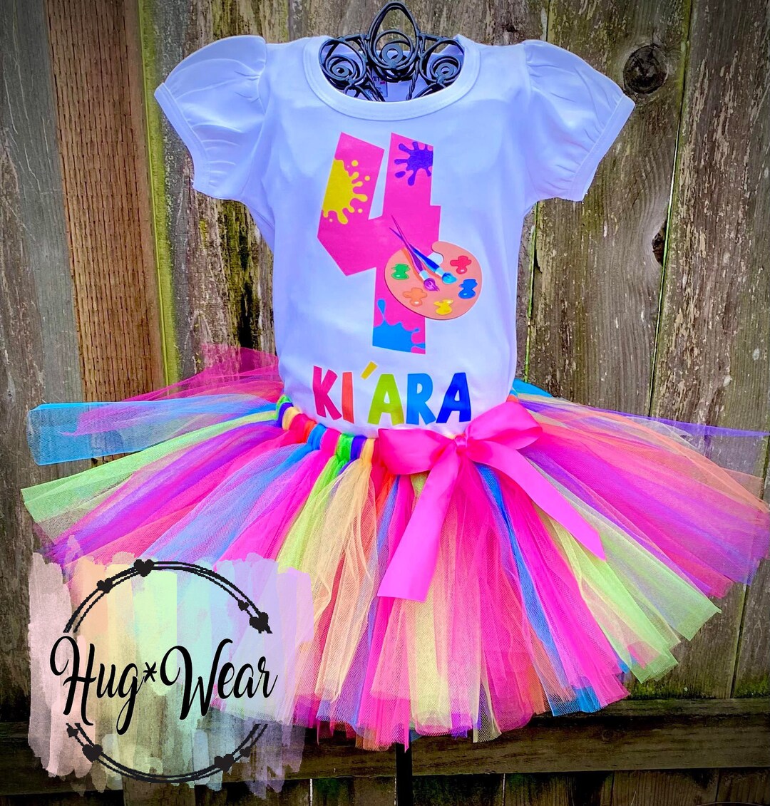 Paint Party Birthday Tutu Outfit , 6th Birthday, Paint Party, Painting