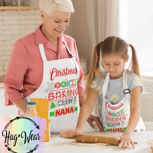 Christmas Baking Crew, Personalized Family light weight apron - Kids Christmas Aprons, great family gift idea, Xmas Aprons, Holiday Aprons