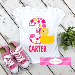 Birthday Yellow Rubber Duck Shirt, Rubber Duck Birthday Shirt, Personalized Number Shirt, Birthday shirt for kids, Girls Duck Party