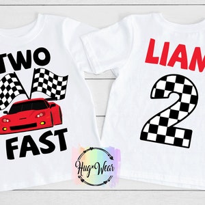 Two fast race car shirt - Racecar birthday party - Racecar birthday shirt - Birthday boy shirt - Race car t-shirt - Custom racing shirt