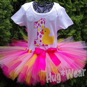 Rubber Duck Birthday Tutu Outfit Shirt + Tutu outfit (any age or colors) Pinks and Yellow