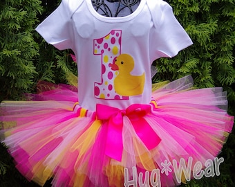 Rubber Duck Birthday Tutu Outfit: Pink & Yellow, Any Age