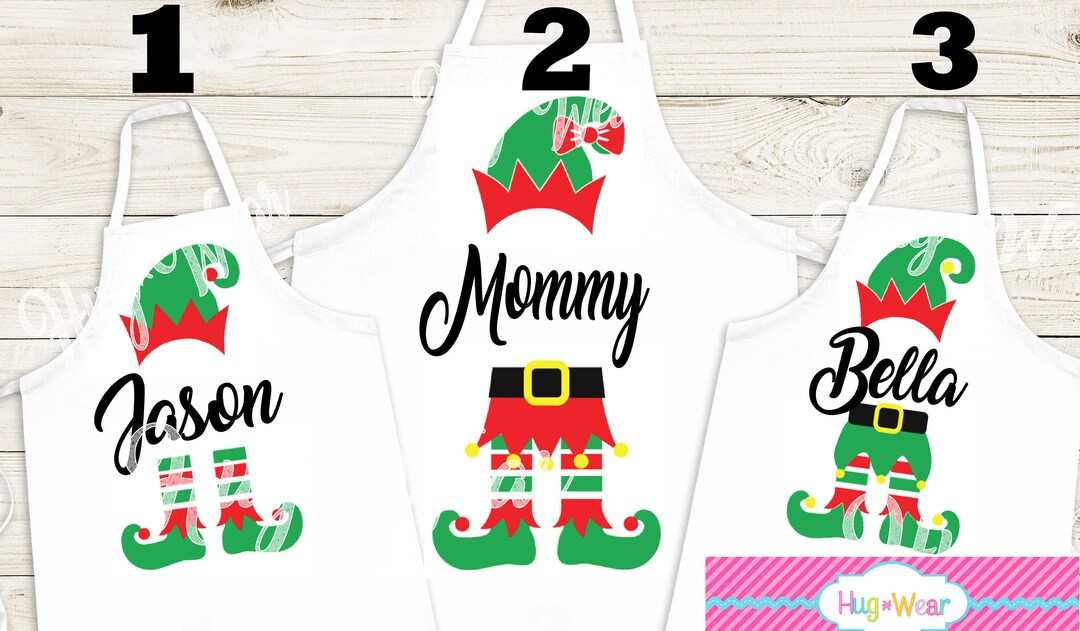 Christmas Elf Personalized Family Aprons- Mommy's Helper, Nana's Helper ...