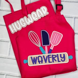 Kids Personalized Baking Apron, Embroidered Birthday Apron , Kitchen Apron, Chef Apron,  Custom Baking Gift for kids, Cooking Apron