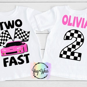 Two fast race car shirt - Racecar birthday party - Racecar birthday shirt - Birthday Girl shirt - Race car t-shirt - Custom racing shirt