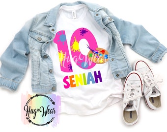 Girls Paint Party Shirt, Paint Splatter Shirt, Birthday Art Shirt, Custom Artist Party, Painting Palette Shirt - Family Shirts available