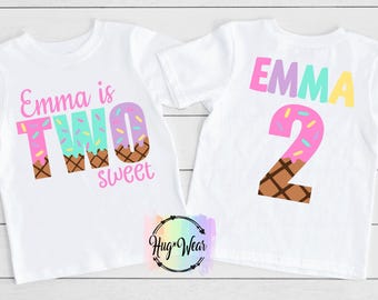 Two Sweet Birthday Shirt: Ice Cream Sprinkle Party Outfit, Personalized