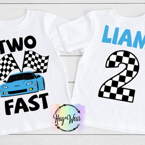 Two fast race car shirt - Racecar birthday party - Racecar birthday shirt - Birthday boy shirt - Race car t-shirt - Custom racing shirt