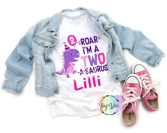 Dinosaur Shirt, Roar Birthday shirt, Personalized Shirt, Birthday T-Shirt, T Rex Dinosaur Shirt, Dinosaur Birthday, Any Age, Pink Purple