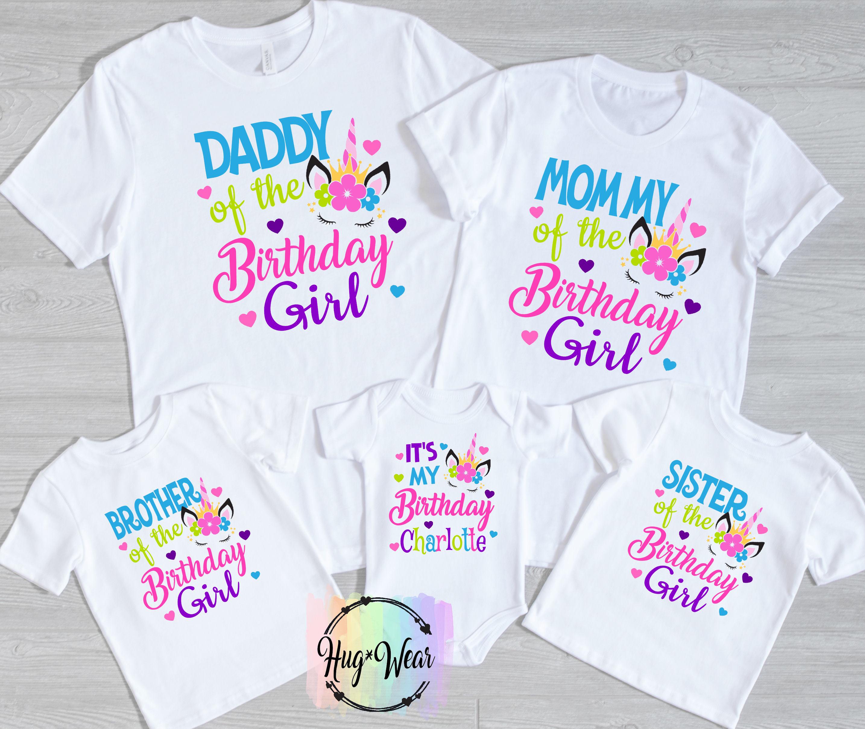 Matching Family Unicorn Birthday Shirts for family- Custom Name & Age - Mom, Dad, Siblings, Birthday Girl Outfits Magical Unicorn Party