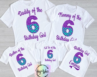 Mermaid Birthday Shirt, Mermaid shirt, Personalized Birthday Shirt, Mommy Mermaid shirt, Daddy shirt, Matching Mermaid Birthday Party shirts