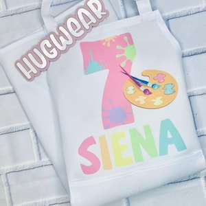 Pastel Paint Party Apron, Girl Art Birthday Party Aprons, Childs Custom Smock, Kids Art Apron,  Personalized Apron, Pottery Birthday Theme
