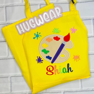 Personalized Paint Party Embroidered Apron, Childs Paint Smock, Kids Art Apron,  Back To School Artist Smock, Paint Pallet Art Apron