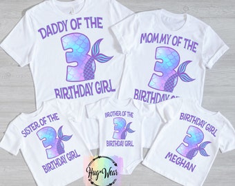 Mermaid Birthday Shirt, Mermaid shirt, Personalized Birthday Shirt, Mommy Mermaid shirt, Daddy shirt, Matching Mermaid Birthday Party shirts