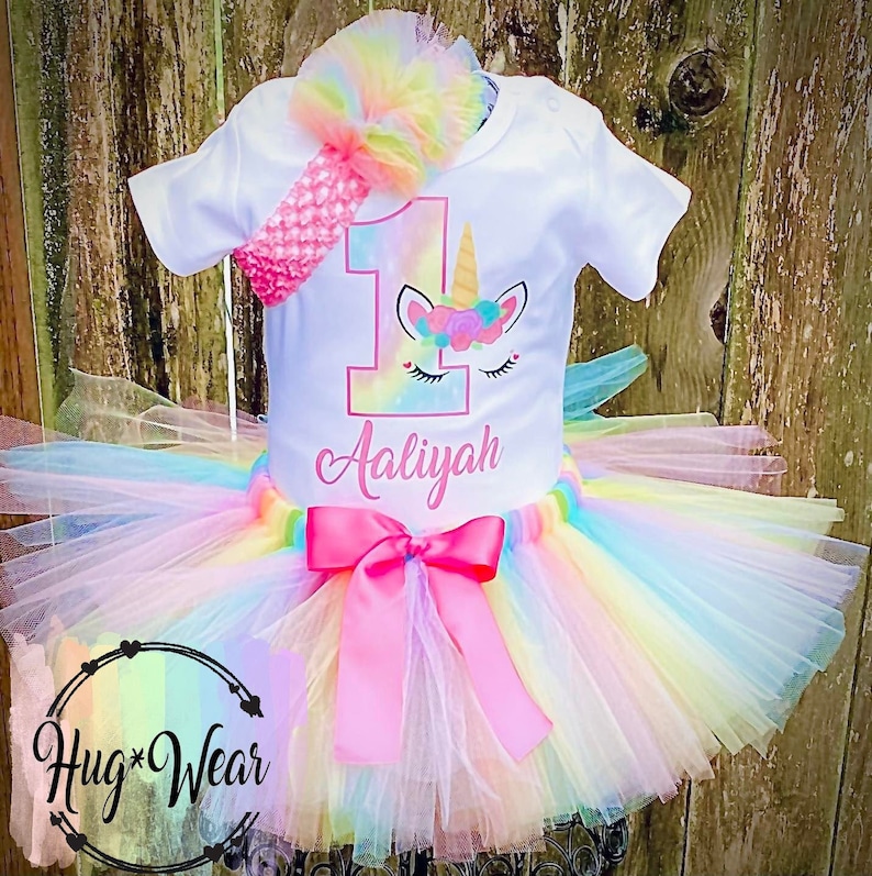 Unicorn Birthday ShirtBirthday Girl's Birthday Tutu Outfit, Unicorn Birthday Party, Unicorn Shirt, Girls Unicorn Tutu Outfit, Easter tutu image 1