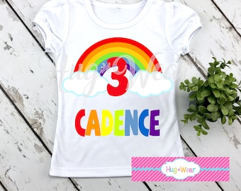 Personalized Rainbow Birthday Shirt: Girl's Party Tee