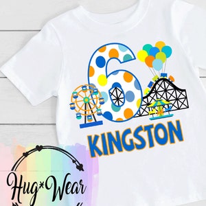 Amusement Park Birthday Shirt, Carnival Birthday party,  Number Shirt, Fair Birthday Shirt, Trip to the Fair Shirt, Carnival Rides Shirt