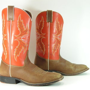 vintage cowboy boots women/'s 9.5 M B brown wrangler leather cowgirl 1970/'s