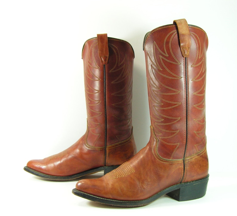 vintage cowboy boots women/'s 9.5 M B brown wrangler leather cowgirl 1970/'s