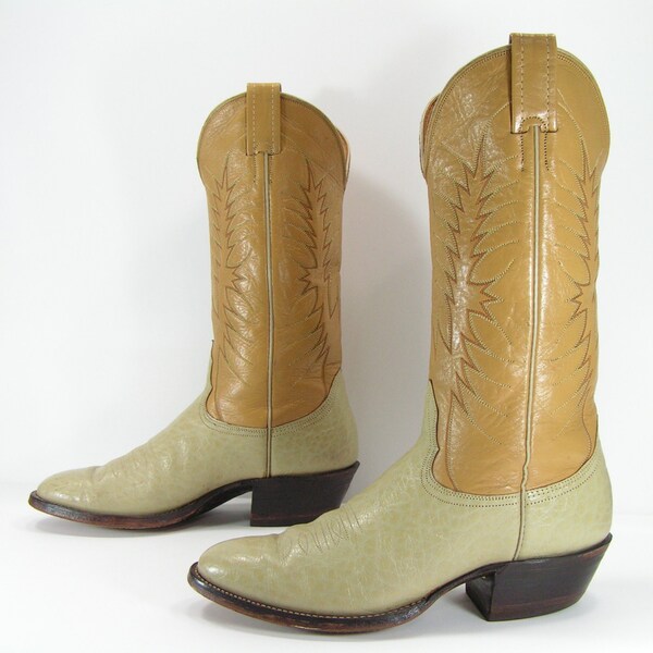 vintage cowboy boots womens 9 B bone camel western nocona vintage genuine leather