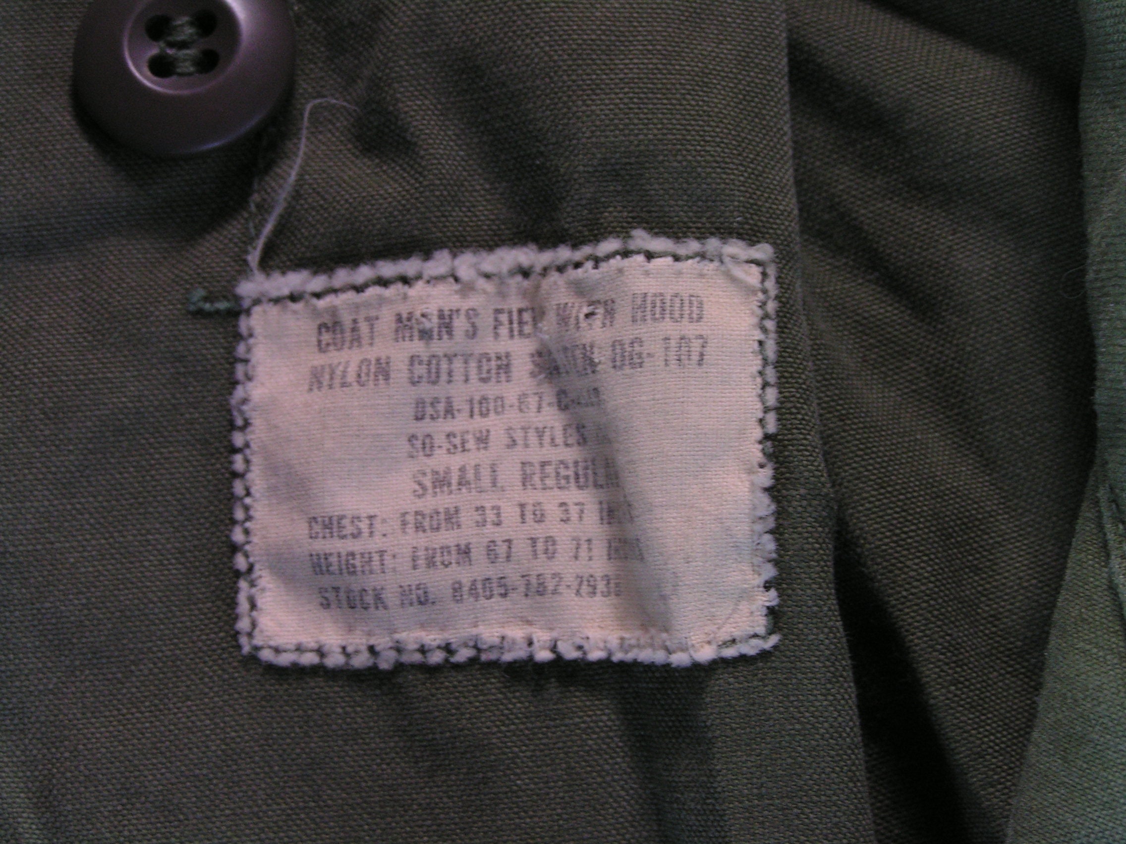 Vintage army combat field jacket OG-107 mens medium military | Etsy