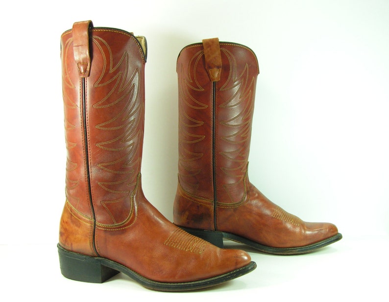 vintage cowboy boots women/'s 9.5 M B brown wrangler leather cowgirl 1970/'s