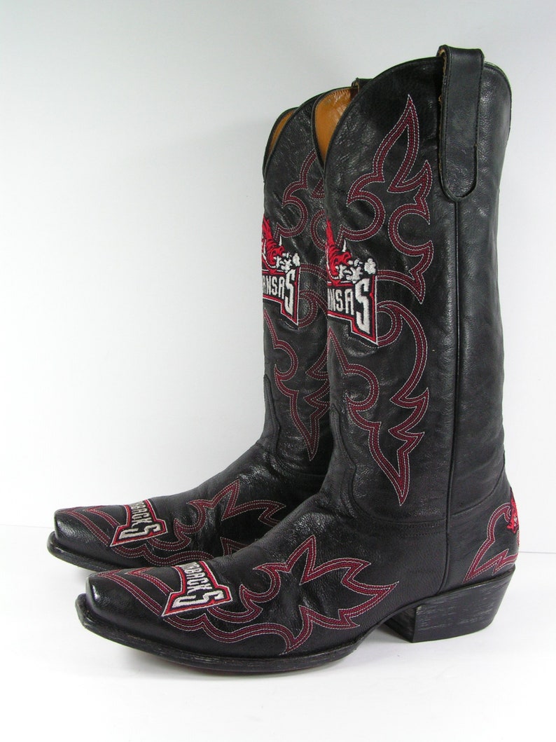 Arkansas razorbacks cowboy boots mens 12 D black game day Etsy