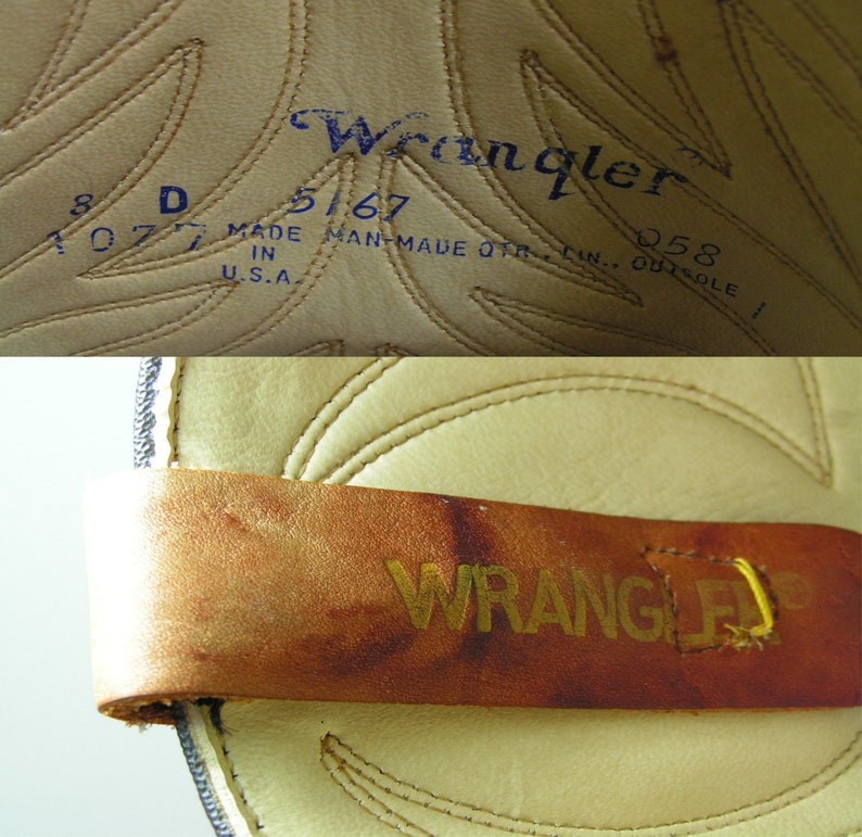 vintage cowboy boots women/'s 9.5 M B brown wrangler leather cowgirl 1970/'s