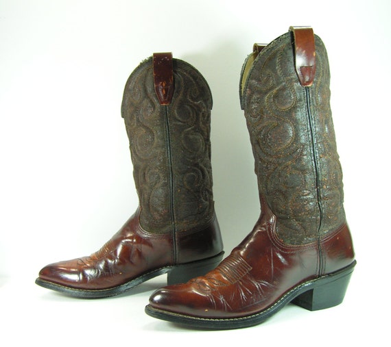 vintage cowboy boots women/'s 9.5 M B brown wrangler leather cowgirl 1970/'s