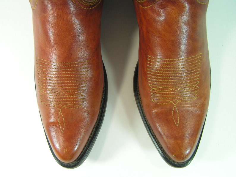 vintage cowboy boots women/'s 9.5 M B brown wrangler leather cowgirl 1970/'s