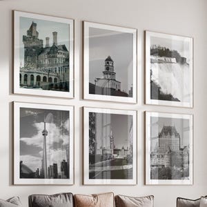 Canada Black & White Wall Art Set of 6, Ottawa Prints, Instant Download, Gallery Wall Set, Nova Scotia, Calgary, Toronto, Quebec