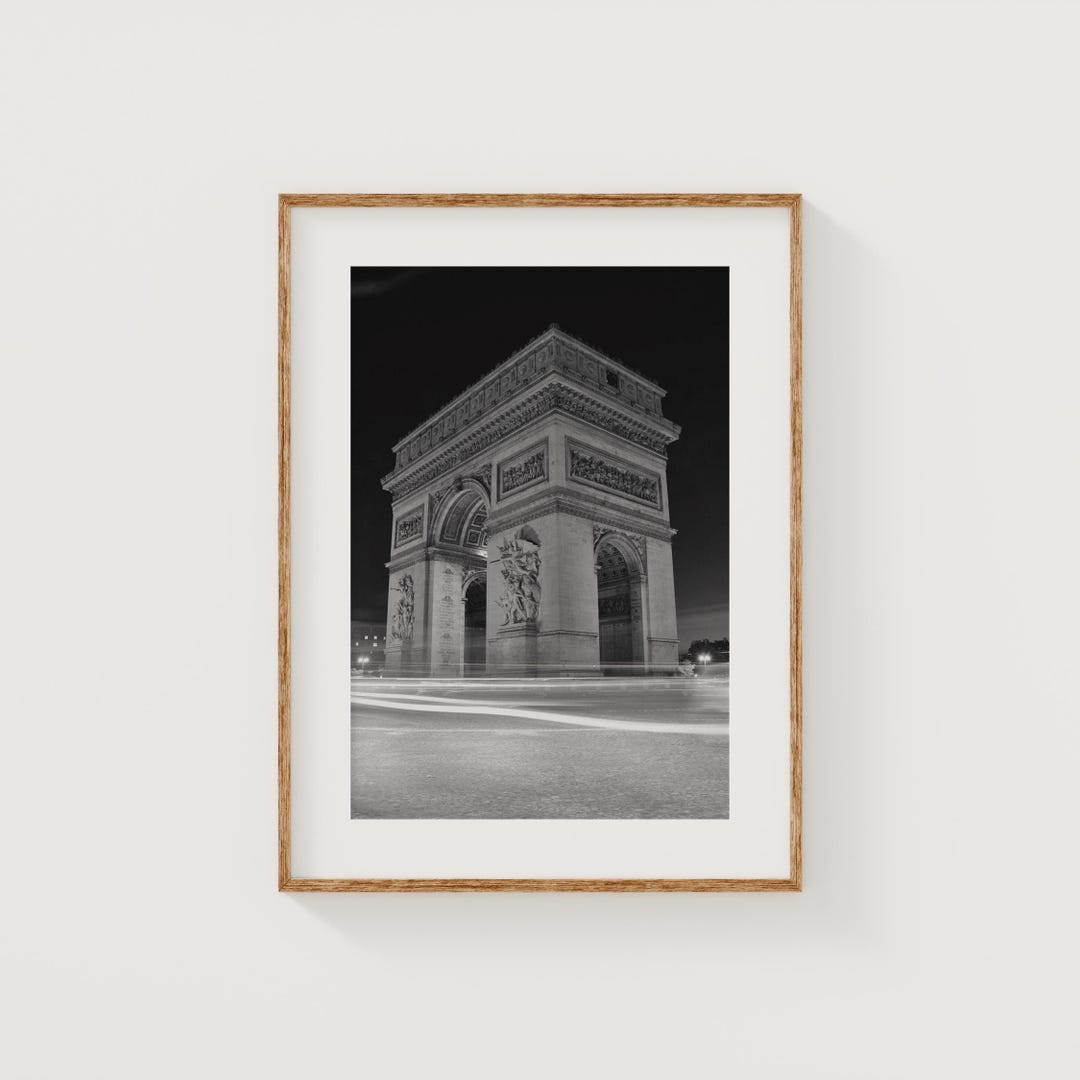 Arc De Triomphe Photography Print, Black and White Paris Arch (digital ...