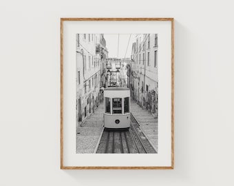 Lissabon, Portugal, Tram, sofort Download, schwarz weiß Fotografie, Kunst, Reise Poster, portugiesischer Kunstdruck, Lissabon Metro
