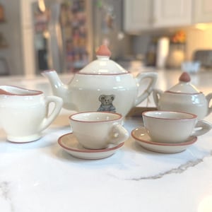 Boyds Bearware Miniature Tea Set | Decorative Teddy Bear Pottery