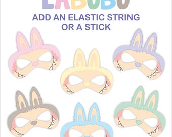 Labubu Printable Masks. Labubu party supplies. Labubu Birthday decoration.