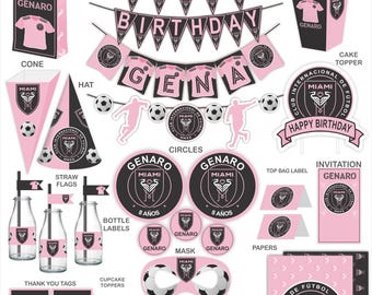 Inter Miami Football team Printable Birthday party decoration