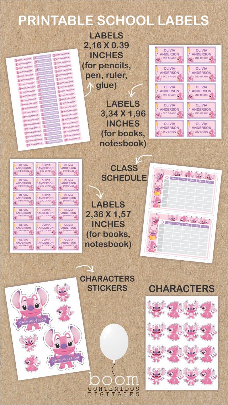 Angel Stitch Printable School Labels. Editable Template. Angela Stitch ...
