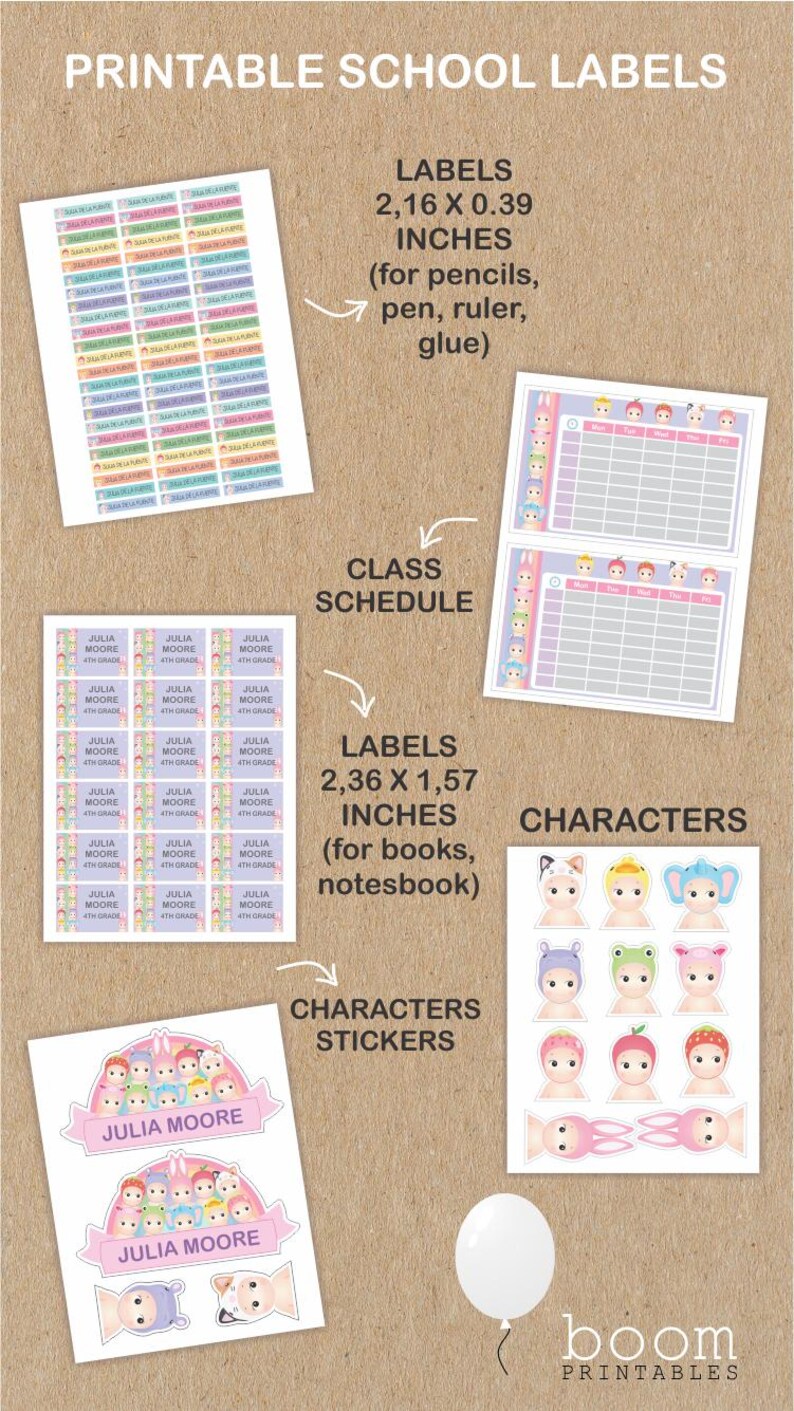 Sonny Angel Printable School Labels. Editable Template. Sonny Angel ...