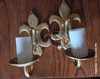 Fleur de Lis Brass Sconces