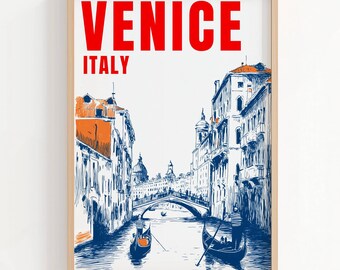 Venetië poster – vintage reiskunstafdruk – muurdecoratie Veneto, Italië – digitale download