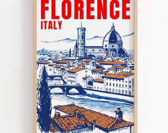 Print Florence, Italië: vintage Duomo, Ponte Vecchio, Toscane kunst (digitale download)