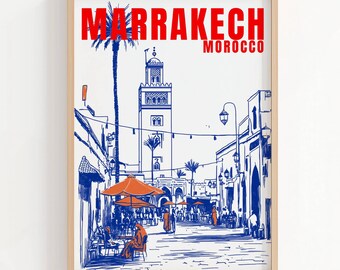 Straatbeeld Marrakesh | Koutoubia-moskee, Marokkaans decor (digitale download)