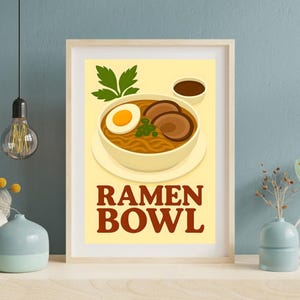 Vibrant Ramen Wall Art | Asian Cuisine Poster | Noodle Soup Digital Print | Kitchen Art Print | Ramen Bowl Decor