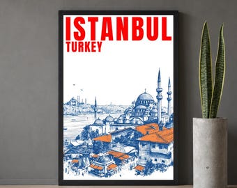 Istanbul Poster – Vintage Travel Art Print – Turkey Wall Decor – Digital Download