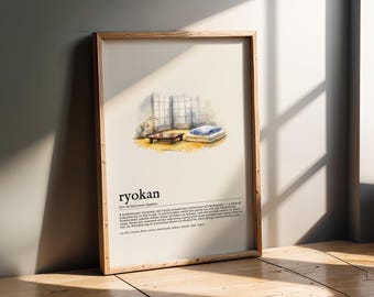 Ryokan-woordenboek afdrukken | Muurkunst Japanse herberg | Reisposter direct downloaden